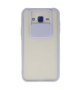 Samsung Galaxy J7 Kılıf Palm Buzlu Kamera Sürgülü Silikon - Lila