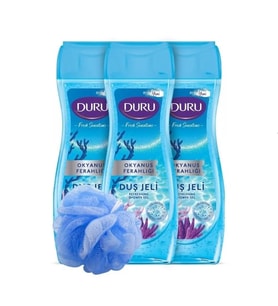 DuruDuru Fresh Sensations Okyanus Ferahlığı Duş Jeli 3x450ml Banyo Lifi Ile Birlikte