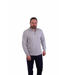 ESER - Polo Yaka Sweatshirt - Cepli - Gri Açık
