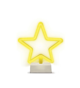 Yıldız Tasarımlı Neon Gece Aydınlatması, LED ve Pilli, 32×18 cm (Krem)