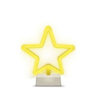 Yıldız Tasarımlı Neon Gece Aydınlatması, LED ve Pilli, 32×18 cm (Krem)