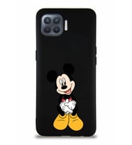 Oppo Reno 4 Lite Soft Premier Kapak Mickey Mouse-A Tasarımlı Silikon Kılıf - Siyah (Şeffaf)