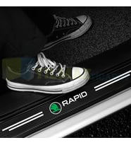Skoda Rapid Logo Karbon Kapı Eşiği Koruma Araba Etiket Oto Sticker Yapıştırma 4 Parça