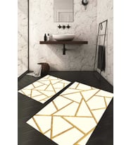 Dijital Baskılı Kaymaz Taban Yıkanabilir 2'li Klozet Takımı Banyo Paspası NDKZ-HT-899 (Krem)