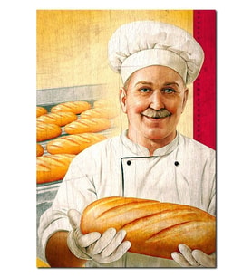 Ahşap Tablo Fırnda Taze Ekmek Görseli (50x70 Cm Boyut)