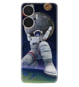Realme C55 Kılıf Silikon Desen Özel Seri Astronot ve Dünya 1759