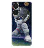 Realme C55 Kılıf Silikon Desen Özel Seri Astronot ve Dünya 1759