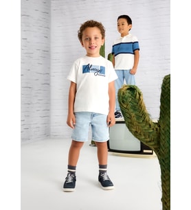 Mayoral Erkek Çocuk Baskılı Tshirt Beyaz