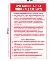 Metal LPG Yangınlarına Müdahale Talimatı 15 Cm x 20 Cm Uyarı Levhası Yönlendirme Tabelası