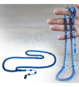 Ateş Kehribar Namaz Tesbihi - Sistemli - Turkuaz Renk - Özel Kesim