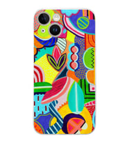 PrintiFy iPhone 14 Plus ile Uyumlu Retro Color 6  Kamera Korumalı Şeffaf  Kılıf