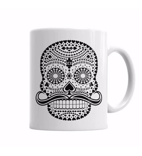 Naipes Pretos Skull Kupa Bardak Porselen