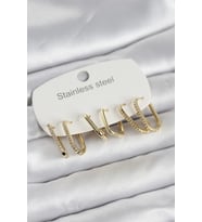 316L Çelik Gold Renk 6'lı Set Geometrik Model Kadın Küpe 5886 - HPSBYI8783-7928
