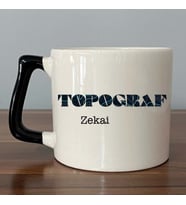 Kişiye Özel Topgraf Baskılı Siyah Kulplu D Kupa (Beyaz)