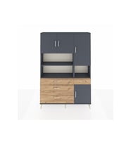 Arges Dolap 9 Raflı 4 Çekmeceli 4 Kapaklı 132x30x195 Antrasit-Antrasit/Çam