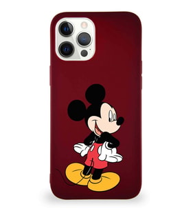 Apple iPhone 12 Pro Max Soft Premier Kapak Mickey Mouse-D Tasarımlı Silikon Kılıf - Mürdüm (Şeffaf)