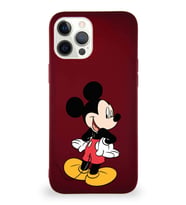 Apple iPhone 12 Pro Max Soft Premier Kapak Mickey Mouse-D Tasarımlı Silikon Kılıf - Mürdüm (Şeffaf)