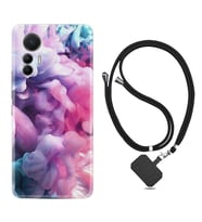 Xiaomi 12 Lite Kılıf Resimli Boyun Askılı İpli Desenli Silikon Pink Cloud 1305