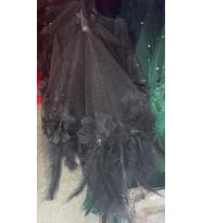 Kına Geceleri Için Lüks Incil Tüylü Arnavut Gelin Halay Mendili (Siyah)
