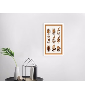 BK Home Coffee Tasarımlı Dekoratif Ahşap Beyaz Çerçeveli Tablo-5