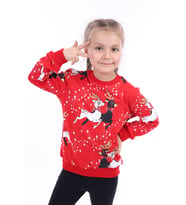 Toontoy Kız Çocuk Baskılı Sweatshirt (Kırmızı)