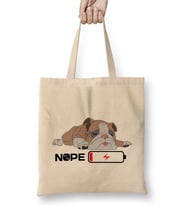 English Bulldog Lover Snoozing Bulldog Bez Çanta Uzun Saplı