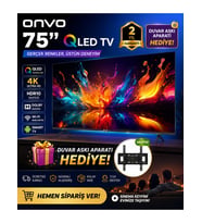 Onvo 75VQ90F3UA 75'' 190 Ekran Uydu Alıcılı 4K Ultra Hd Google Smart QLED Tv +Askı Aparatı Hediye
