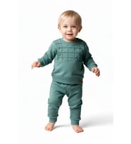 Erkek Çocuk Önü Baskılı Sweatshirt Ve Eşofman Alt Takım BGL-ST05255 (Yeşil)