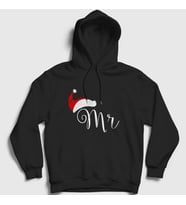 Presmono Unisex Siyah Mr Yeni Yıl Yılbaşı Kapüşonlu Sweatshirt 271037tt