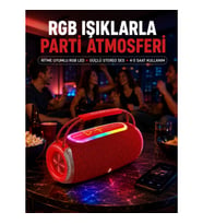 Mey İthalat® 20W Güçlü Ses Çift Sürücülü RGB LED Işıklı Bluetooth 5.3 Hoparlör