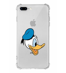 Apple iPhone 8 Plus Uyumlu Köşe Korumalı Antişok  Kapak Donald Duck Tasarımlı Şeffaf  Kılıf