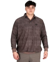 Mode XL Büyük Beden Erkek Polo Yaka Sweatshirt Baskılı Selanik U24440 Kahverengi