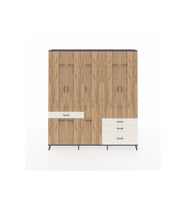 Arges Dolap 8 Raflı 4 Çekmeceli 3 Askılı 220x30x243 Antrasit-Çam/Aytaşı