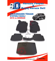 Volkswagen Tiguan Stepneli 2016 Ve Sonrası Paspas ve Bagaj Havuzu Seti (Siyah)