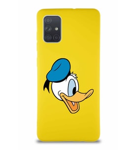 Samsung Galaxy A71 Soft Premier Kapak Donald Duck-F Tasarımlı Silikon Kılıf - Sarı (Şeffaf)