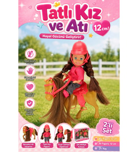 Cute Girl Tatlı Binici Kız ve Oyuncak Atı 2'li Set - 3+ Yaş Hayal Gücü Geliştiren Hediye Oyuncak