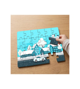 Karlı Kasaba Tasarımlı 24 Parça Ahşap Çocuk Puzzle MPK0334