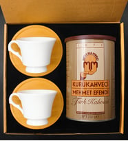 İkili Porselen Bambu Türk Kahvesi Fincanı & 250 Gram Türk Kahvesi