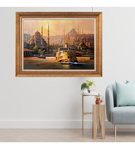 Çerçeveli Paspartulu Manzara Tablo cft0204 (Gold)
