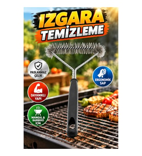 Ergonomik Saplı Paslanmaz Çelik Izgara Temizleme Fırçası – Mangal ve Barbekü İçin