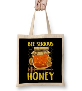 Cute & Funny Bee Serious Honey Beekeeper Pun Bez Çanta Uzun Saplı
