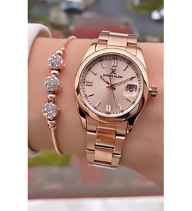 Daniel Klein Marka Orijinal - Rose Gold Renk- 2 Yıl Garantili Kadın Kol Saati - Bileklik Hediyeli
