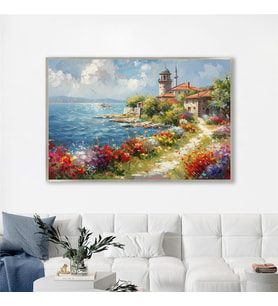 Yağlı Boya Dokulu Tablo Modern İstanbul Manzarası Gümüş Çerçeveli U06026