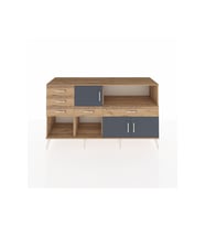 Kronos Konsol 2 Raflı 5 Çekmeceli 3 Kapaklı 176x59x99 Çam-Antrasit/Çam