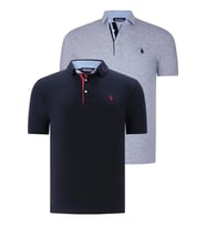 İKİLİ SET T8582 DEWBERRY ERKEK T-SHIRT-LACİVERT - GRİ (Lacivert-Gri)