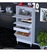 Eliusta Irmak 70 cm Çift Kapaklı 2 Çekmeceli 2 Göz Sepetli Çok Amaçlı Mutfak Kiler Banyo Dolabı 70x181x32 cm