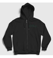 Presmono Unisex Siyah Green Symbols Squid Game Fermuarlı Kapüşonlu Sweatshirt 260468tt