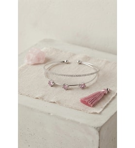 Pembe Yıldız Model Gold Renk Zirkon Taşlı Pirinç Bileklik