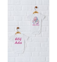 Pia Baby Premium %100 Pamuk İsme Özel Organik Baskılı İkili Set Çıtçıtlı Bebek Body Zıbın Modelleri 5046-17 (Ekru)