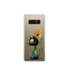 Samsung Galaxy Note 8 ile Uyumlu Splash Kedi Tasarımlı Şeffaf Silikon Kılıf